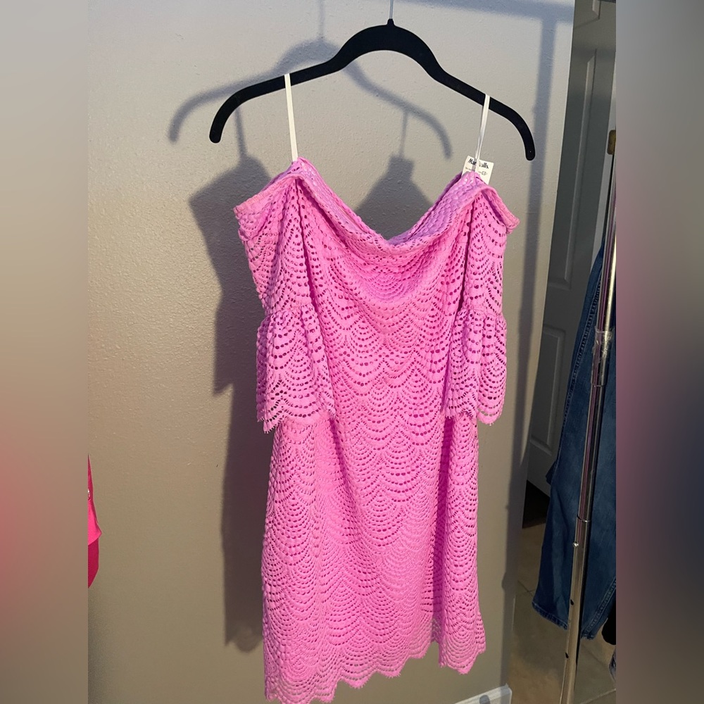 Lilly Pulitzer Pink Off-Shoulder Eyelet Lace Dress